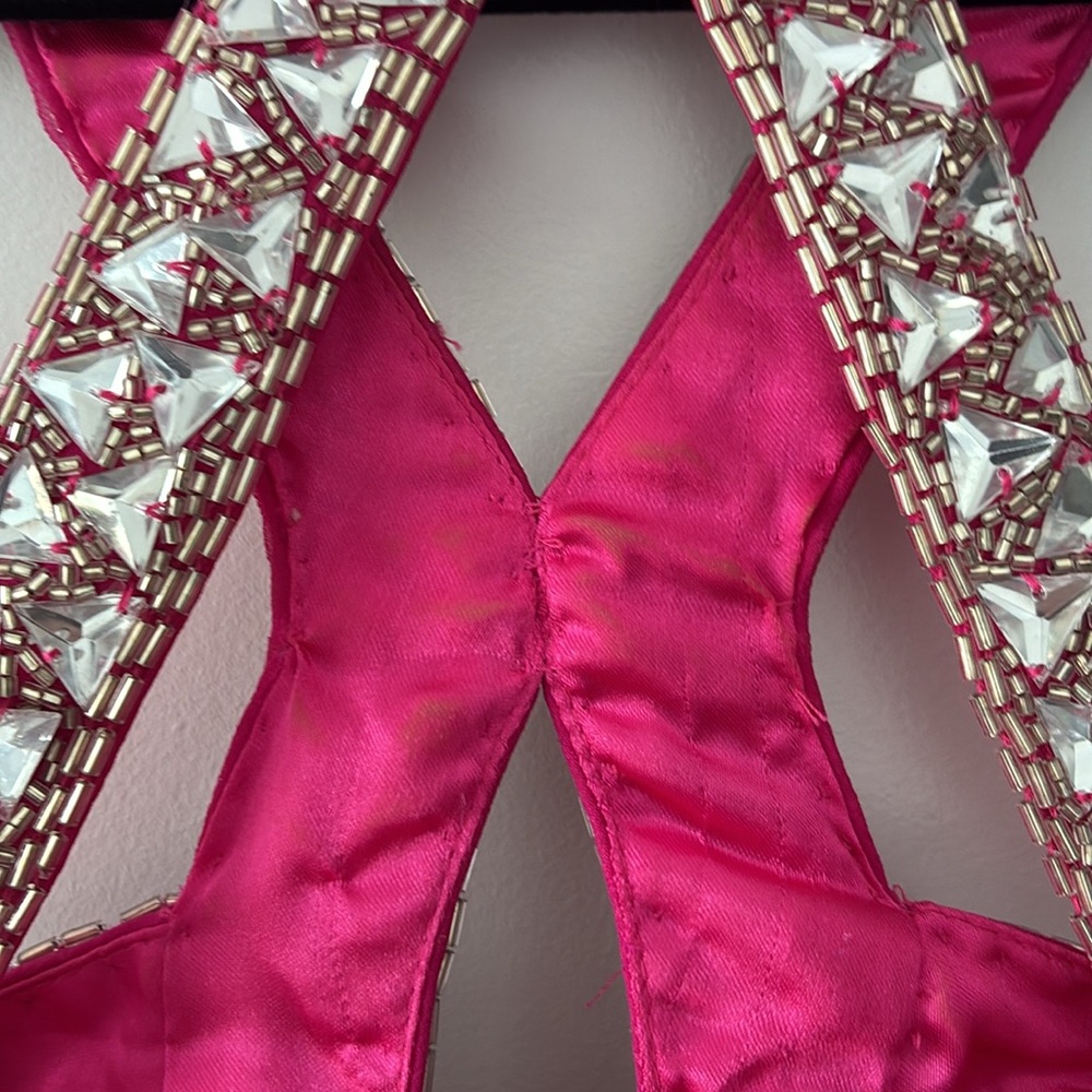 Jovani Size 0 Rhinestone Beaded Hot Pink Short Racerback Style Dress - Picture 9 of 9